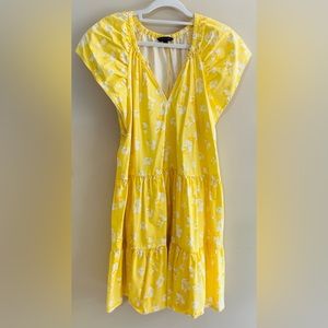 NWOT Banana Republic Tiered Hem Yellow Dress—Size Large